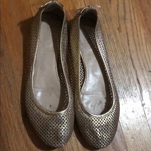 Gold leather flats